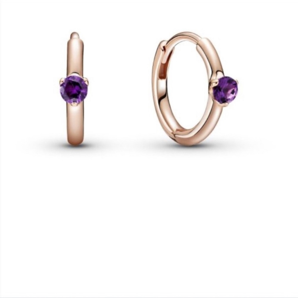 Pandora purple solitaire stone huggie hoops!